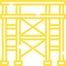 pictogramme jaune sur fond transparent représentant de l'échafaudage robuste