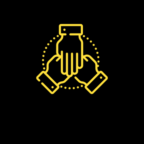 pictogramme jaune représentant la solidité et la sécurité des installations d'Échafaudage Optimum